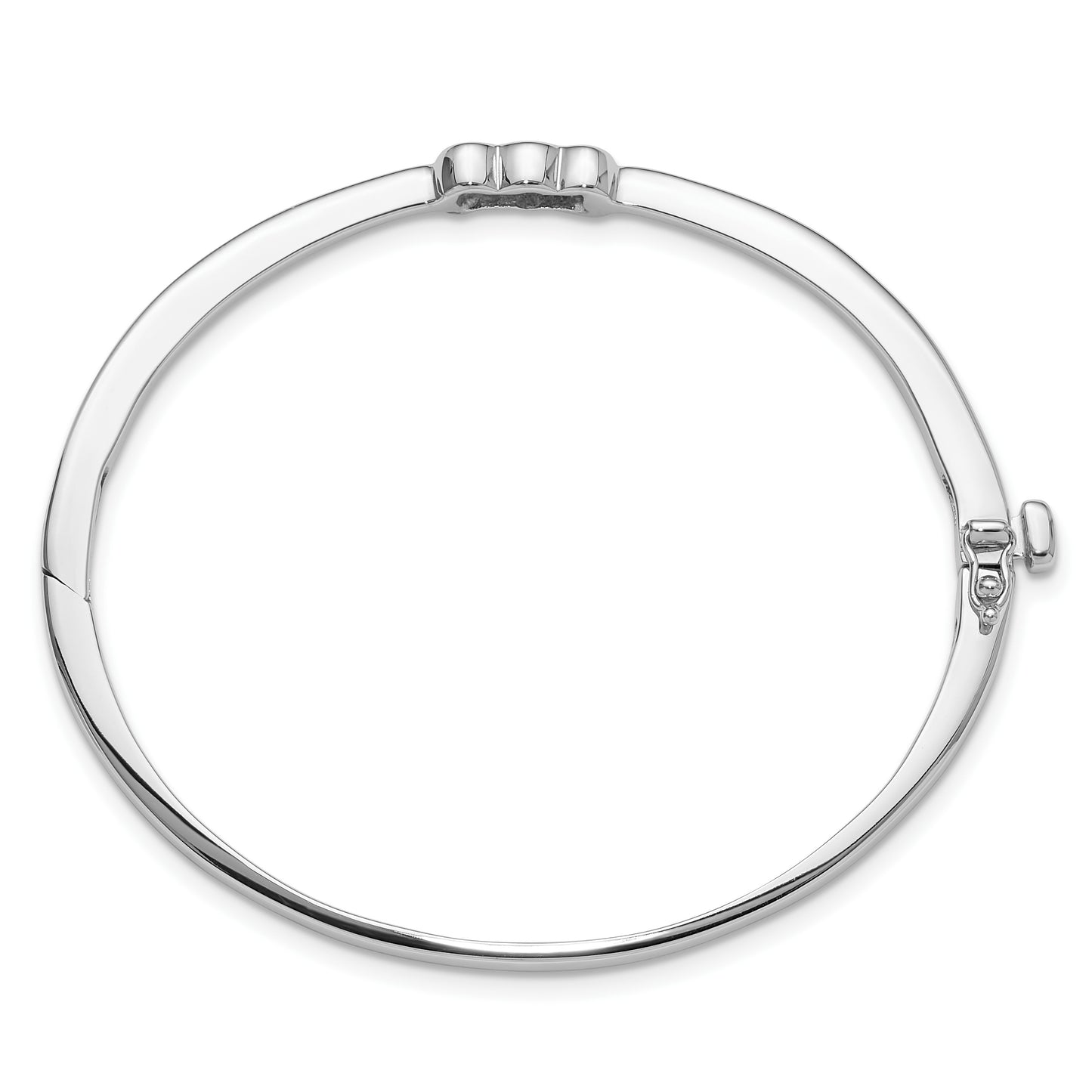 14k White Gold Holds 1/2 carat 1-4.0mm and 2-3.1mm Round Stones Hinged Oval Bangle Bracelet Mounting