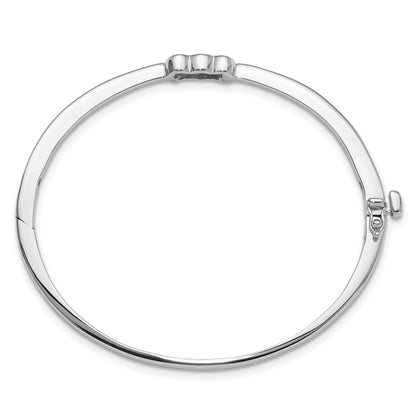 14k White Gold Holds 1/2 carat 1-4.0mm and 2-3.1mm Round Stones Hinged Oval Bangle Bracelet Mounting