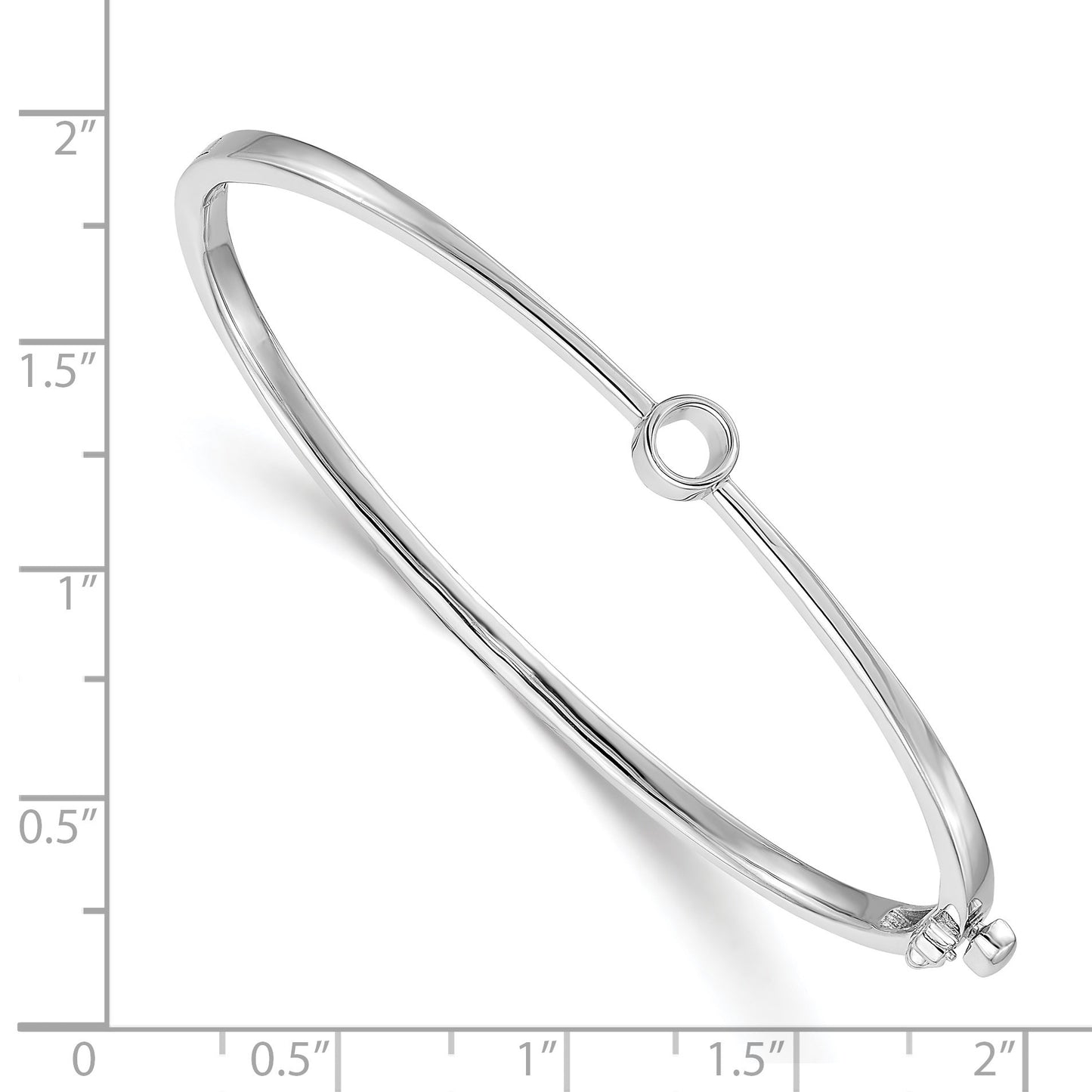 14k White Gold Holds 1/4 carat 4.0mm Round Stone Hinged Oval Bangle Bracelet Mounting