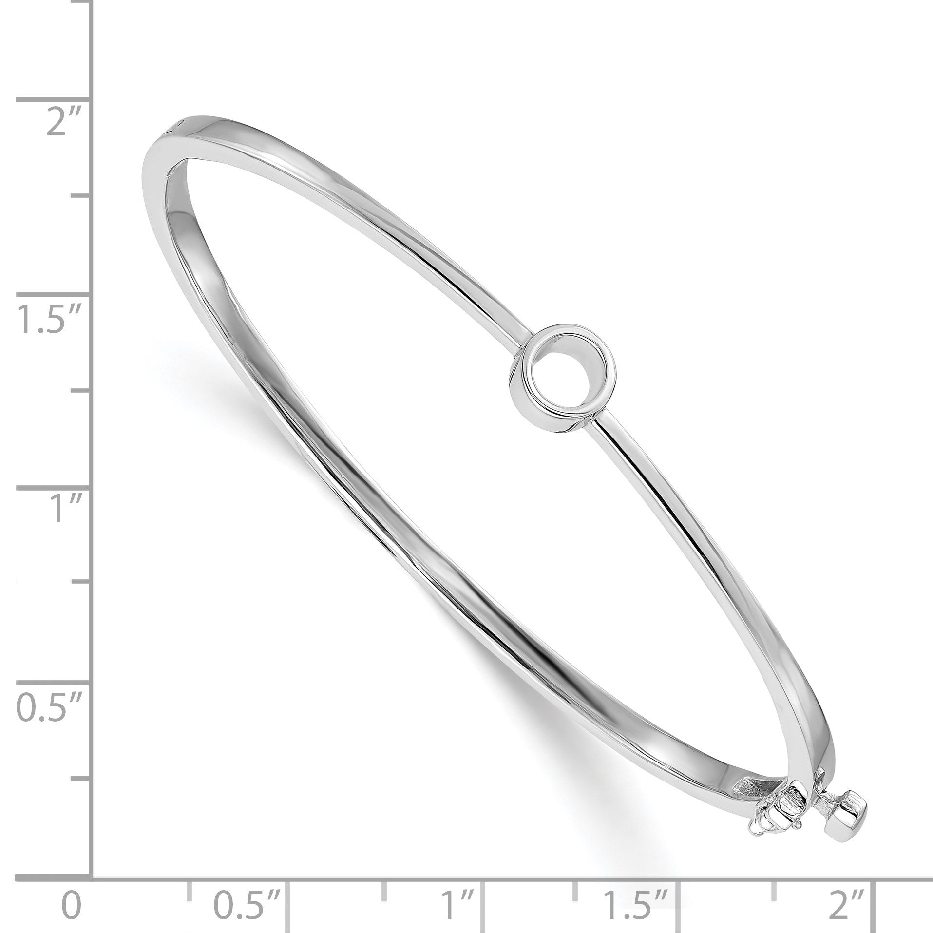 14k White Gold Holds 1/2 carat 5.0mm Round Stone Hinged Oval Bangle Bracelet Mounting