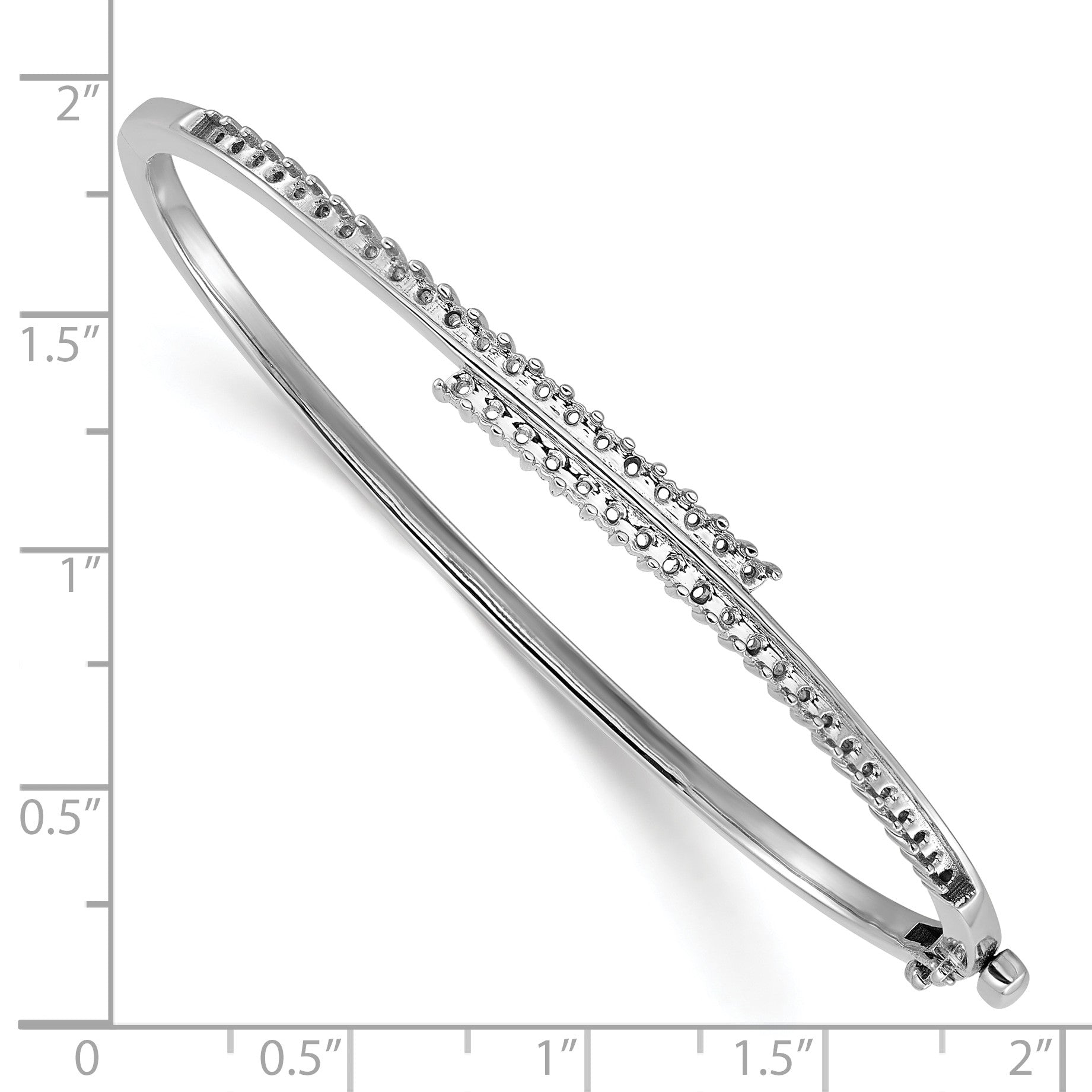 14k White Gold Holds 1 carat (42-1.8mm Round Stones) Hinged Oval Bangle Bracelet Mounting