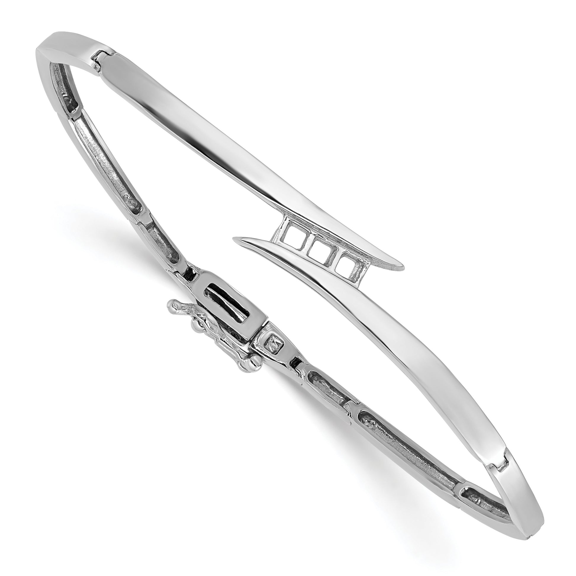 14k White Gold Holds 1/4 carat 3-2.9mm Round Stones Hinged Bangle Bracelet Mounting