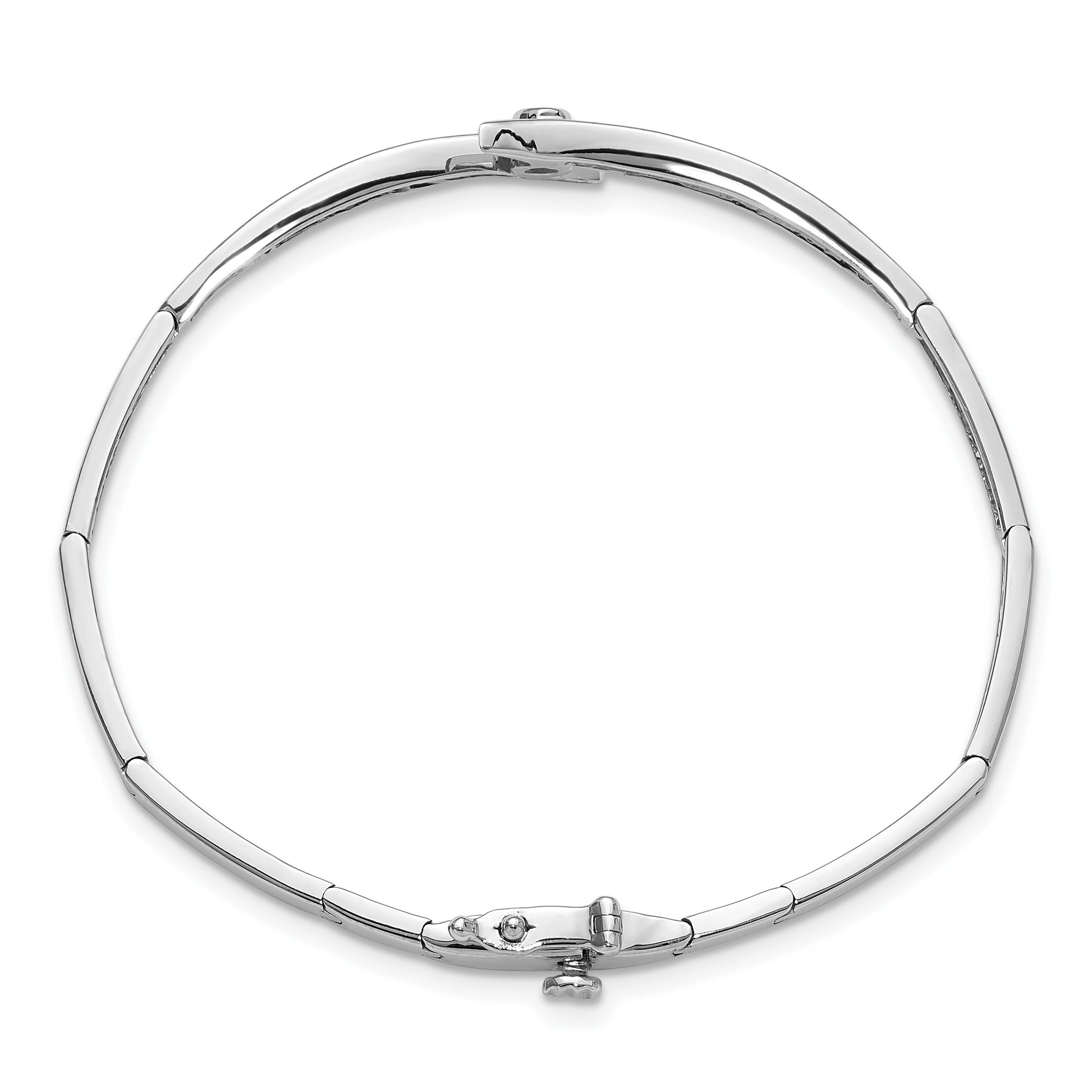 14k White Gold Holds 1/4 carat 1-2.4mm and 20-1.3mm Round Stones Hinged Oval Bangle Bracelet Mounting