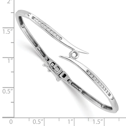 14k White Gold Holds 1/4 carat 1-2.4mm and 20-1.3mm Round Stones Hinged Oval Bangle Bracelet Mounting