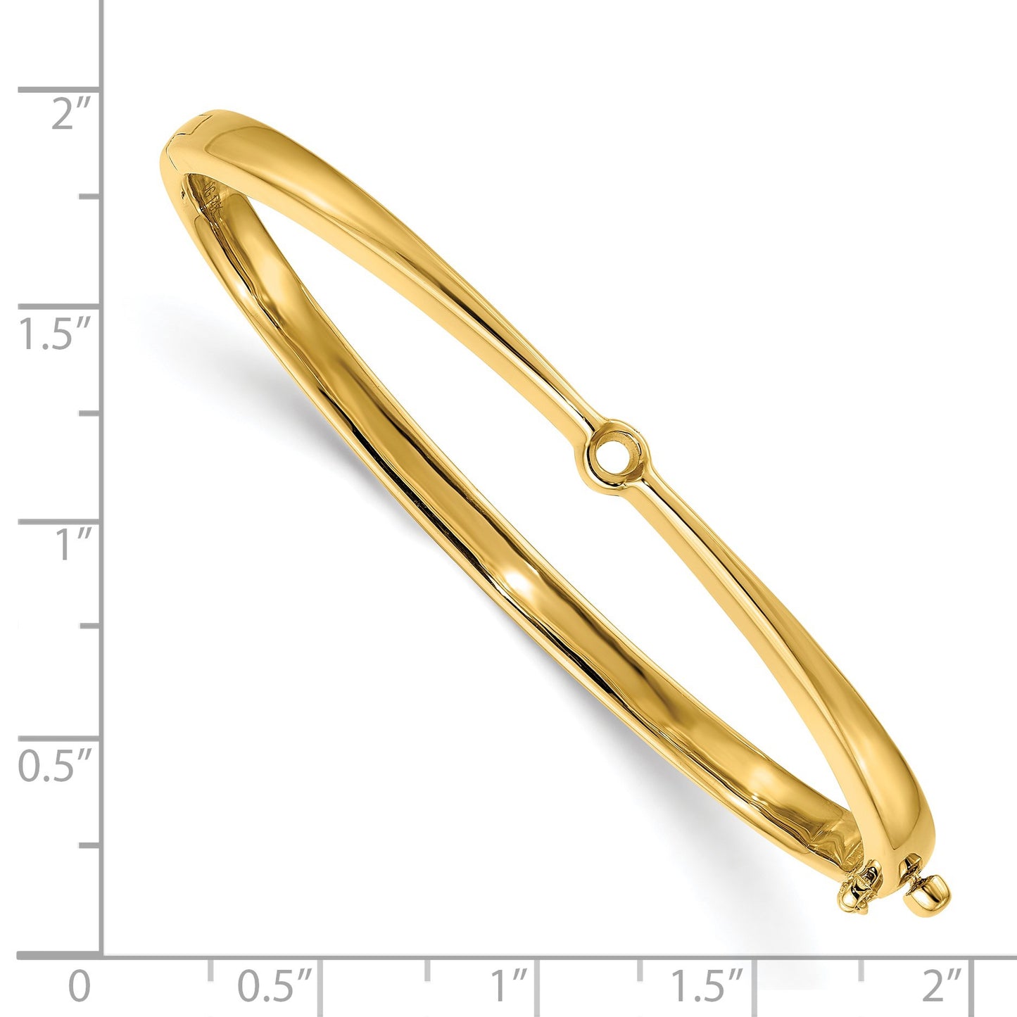 14k Holds 1/4 carat 4.0mm Round Stone Hinged Oval Bangle Bracelet Mounting