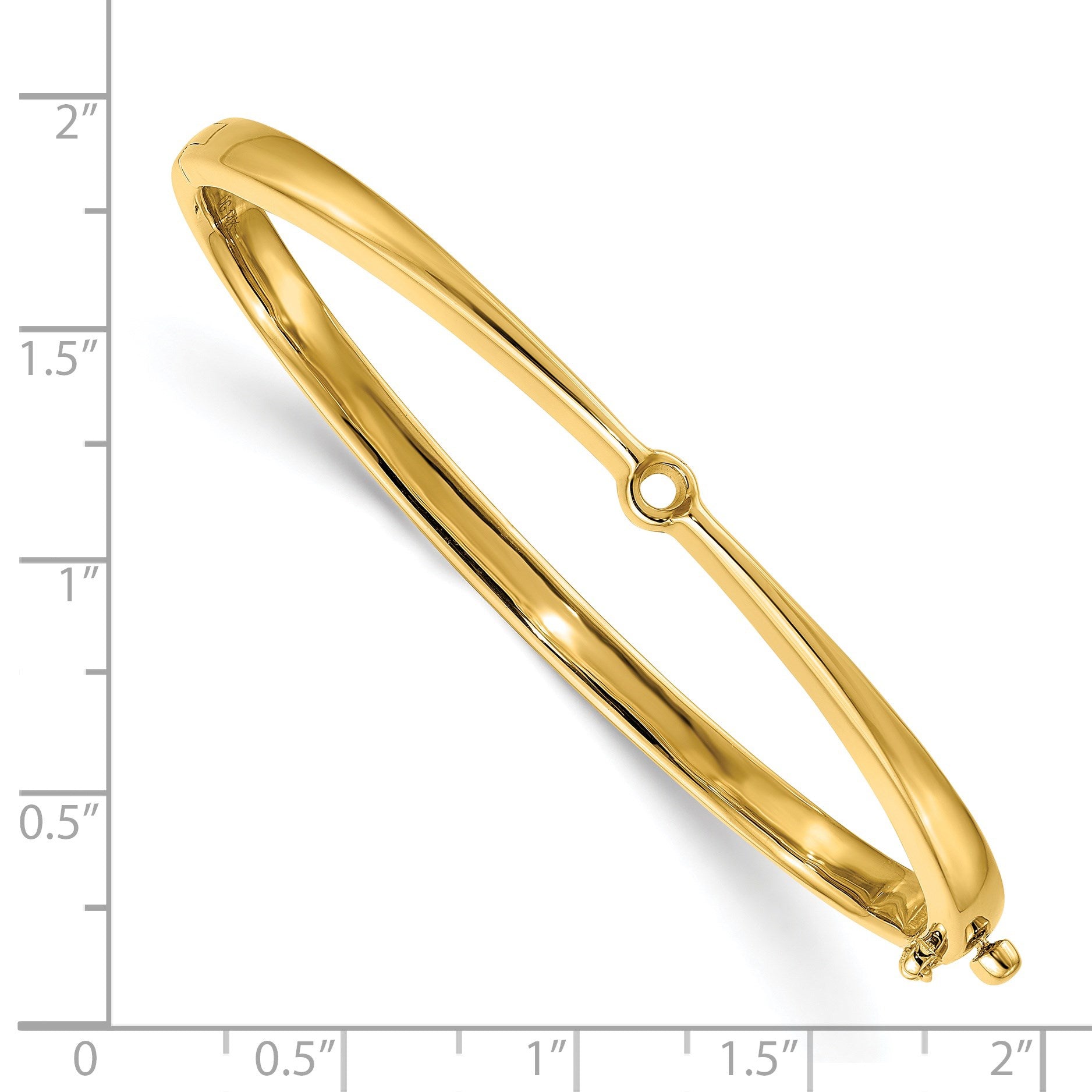 14k Holds 1/4 carat 4.0mm Round Stone Hinged Oval Bangle Bracelet Mounting