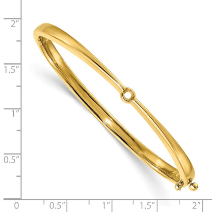 14k Holds 1/4 carat 4.0mm Round Stone Hinged Oval Bangle Bracelet Mounting