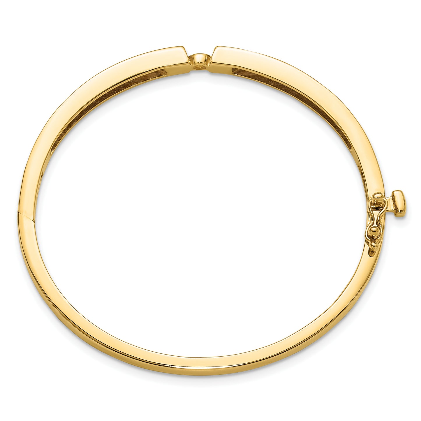 14k Holds 1/2 carat 5.0mm Round Stone Hinged Oval Bangle Bracelet Mounting