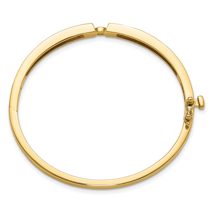 14k Holds 1/2 carat 5.0mm Round Stone Hinged Oval Bangle Bracelet Mounting