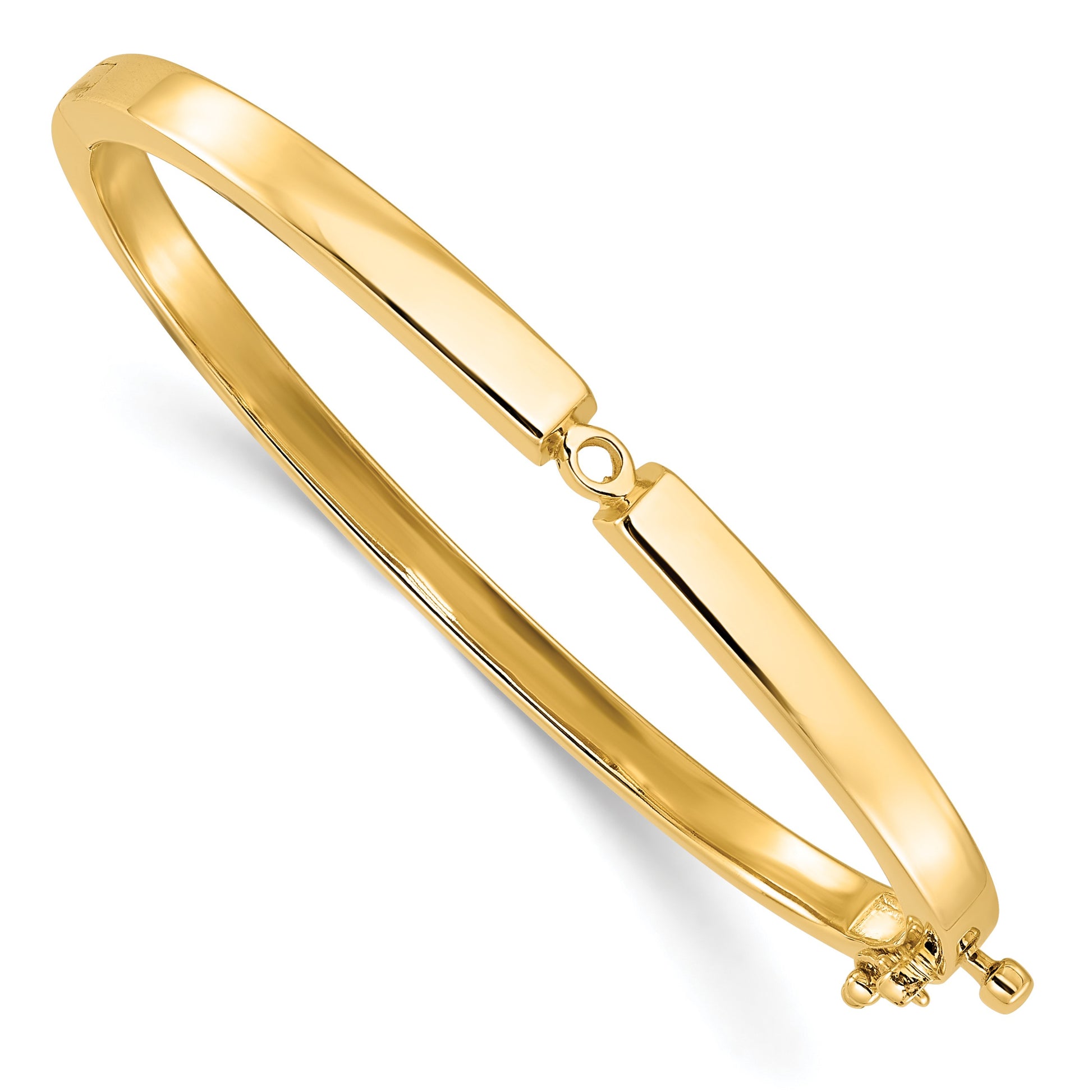 14k Holds 1/2 carat 5.0mm Round Stone Hinged Oval Bangle Bracelet Mounting