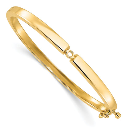 14k Holds 1/2 carat 5.0mm Round Stone Hinged Oval Bangle Bracelet Mounting