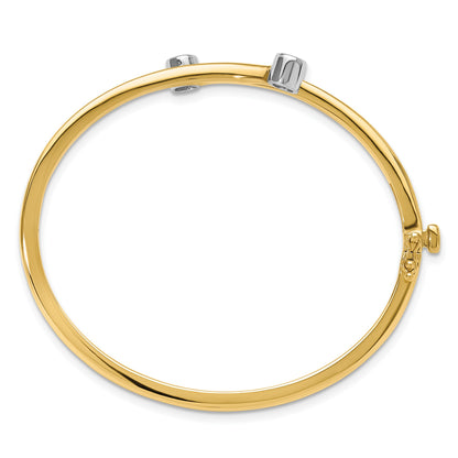 14k Two-tone Holds 1/2 carat 2-4.0mm Round Stones Hinged Oval Bangle Bracelet Mounting