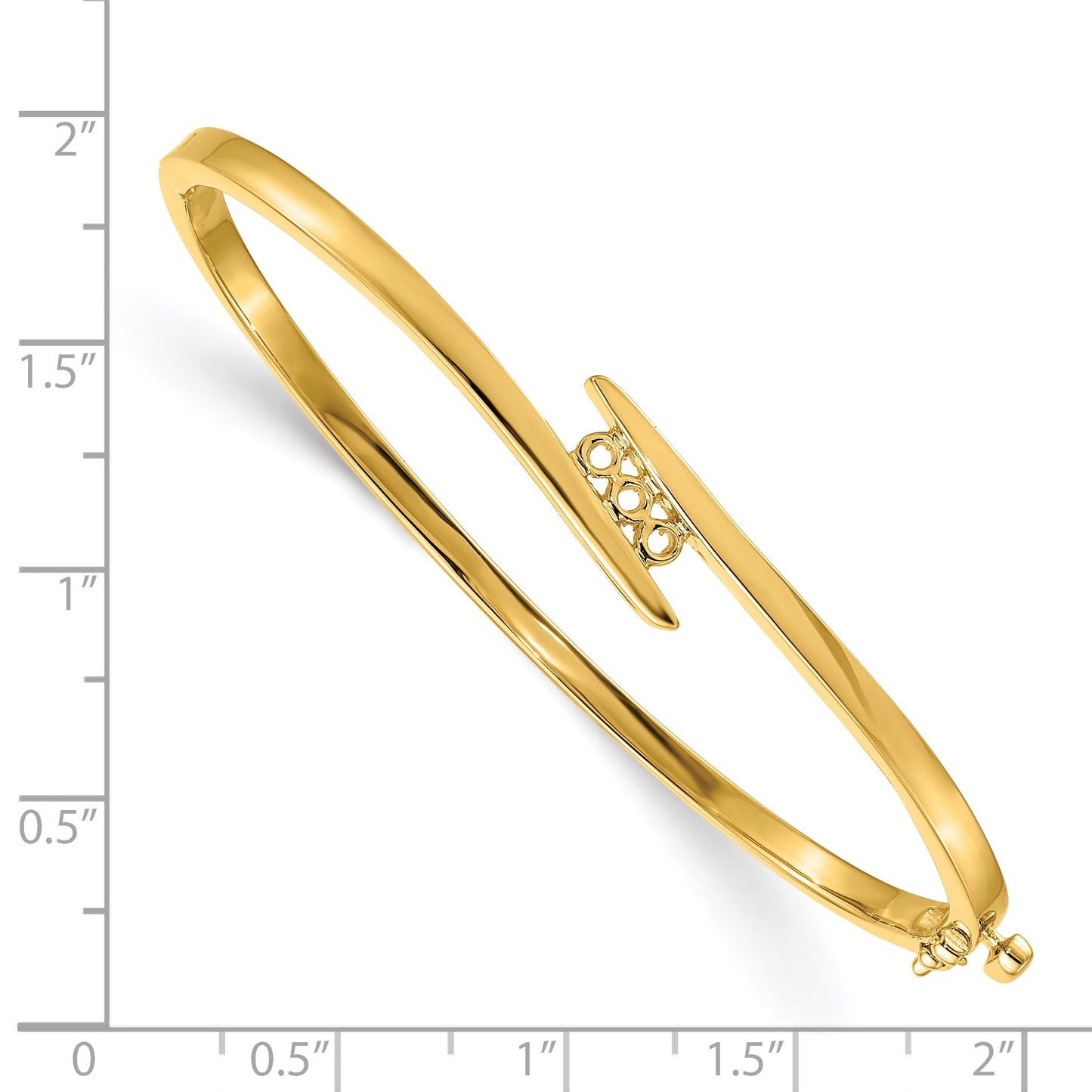 14k Holds 1/3 carat 3-3.0mm Round Stones Hinged Oval Bangle Bracelet Mounting