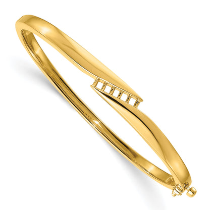 14k Holds 1/3 carat 5-2.6mm Round Stones Hinged Oval Bangle Bracelet Mounting