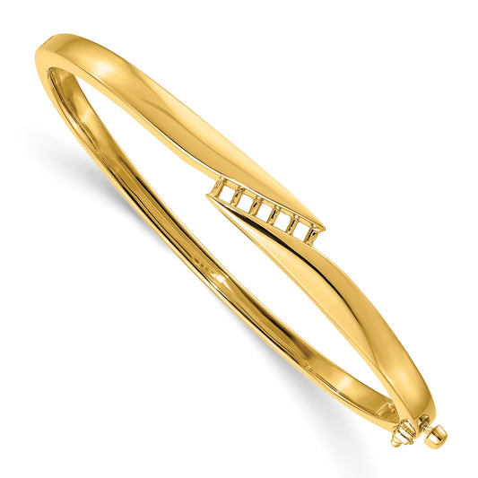 14k Holds 1/3 carat 5-2.6mm Round Stones Hinged Oval Bangle Bracelet Mounting