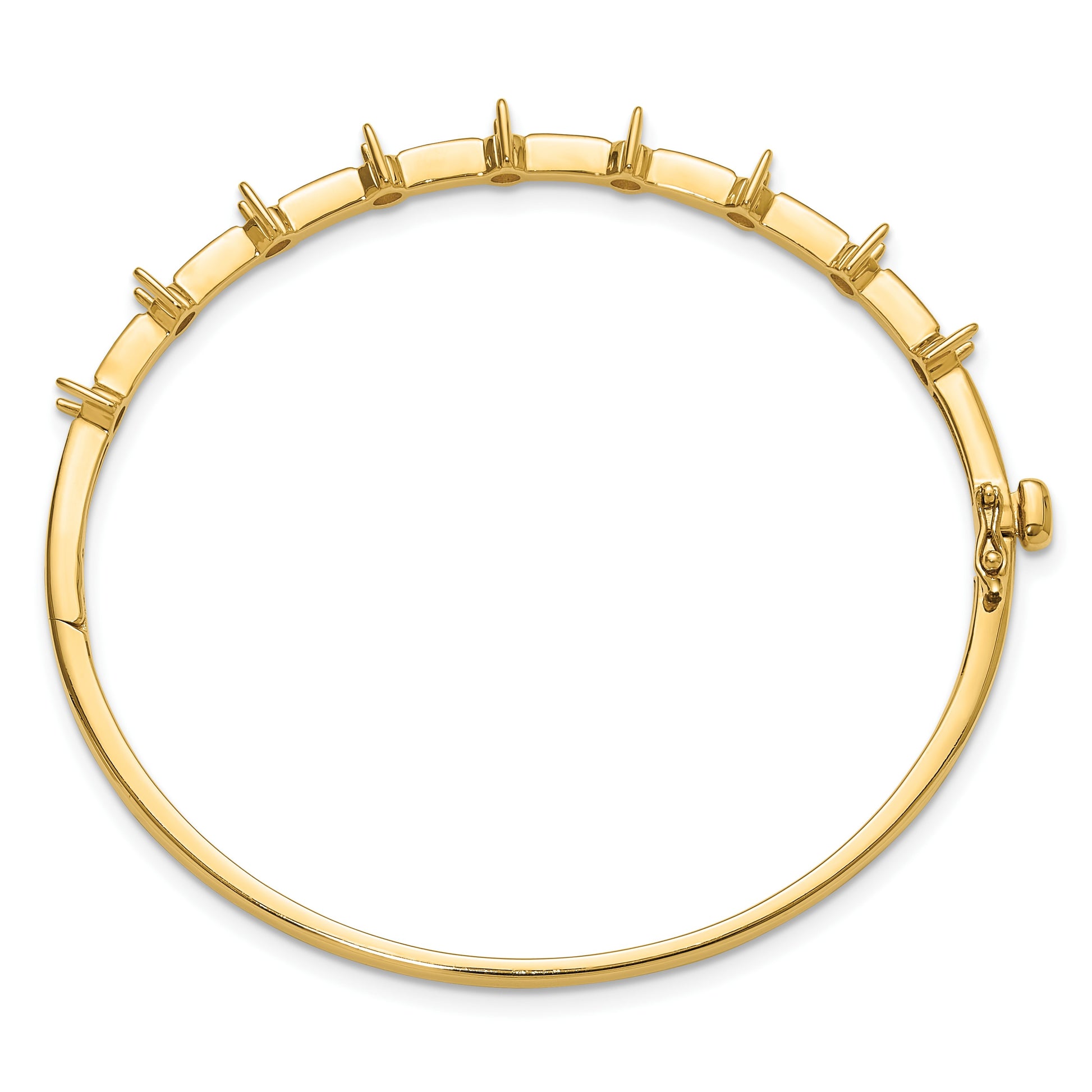14k Holds 7/8 carat 9-3.0mm Round Stones Hinged Oval Bangle Bracelet Mounting