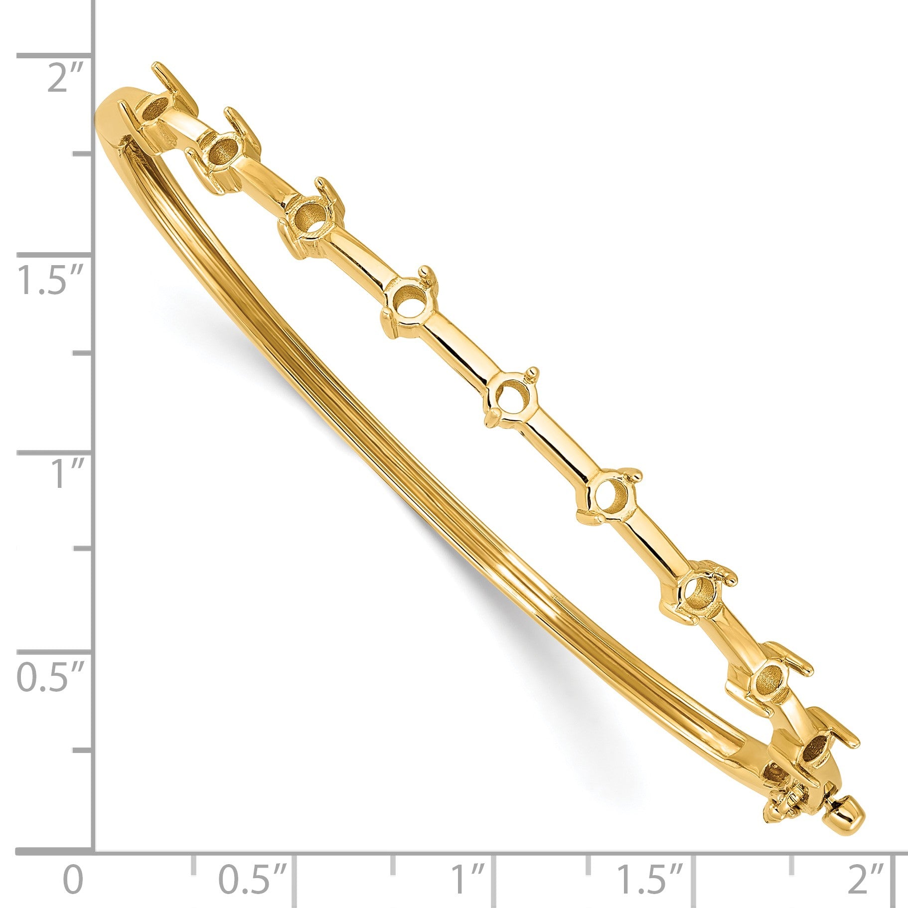 14k Holds 7/8 carat 9-3.0mm Round Stones Hinged Oval Bangle Bracelet Mounting