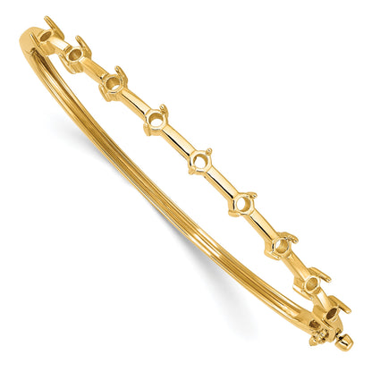 14k Holds 7/8 carat 9-3.0mm Round Stones Hinged Oval Bangle Bracelet Mounting