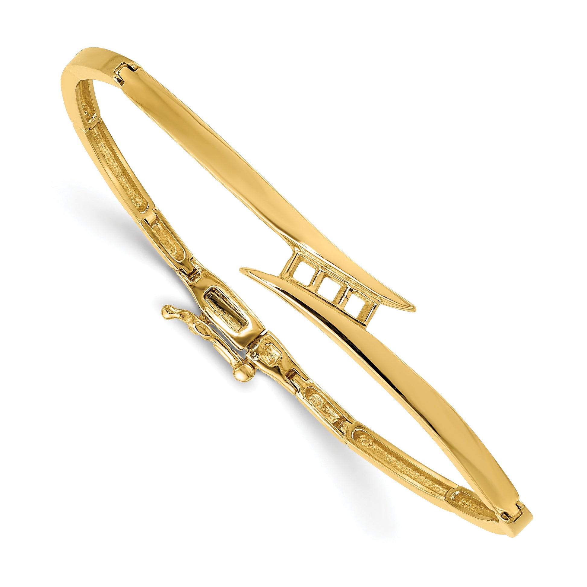 14k Holds 1/4 carat 3-2.9mm Round Stones Hinged Bangle Bracelet Mounting