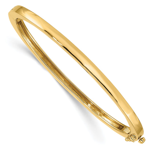 14k 3.6mm Polished Solid Hinged Oval Bangle Bracelet