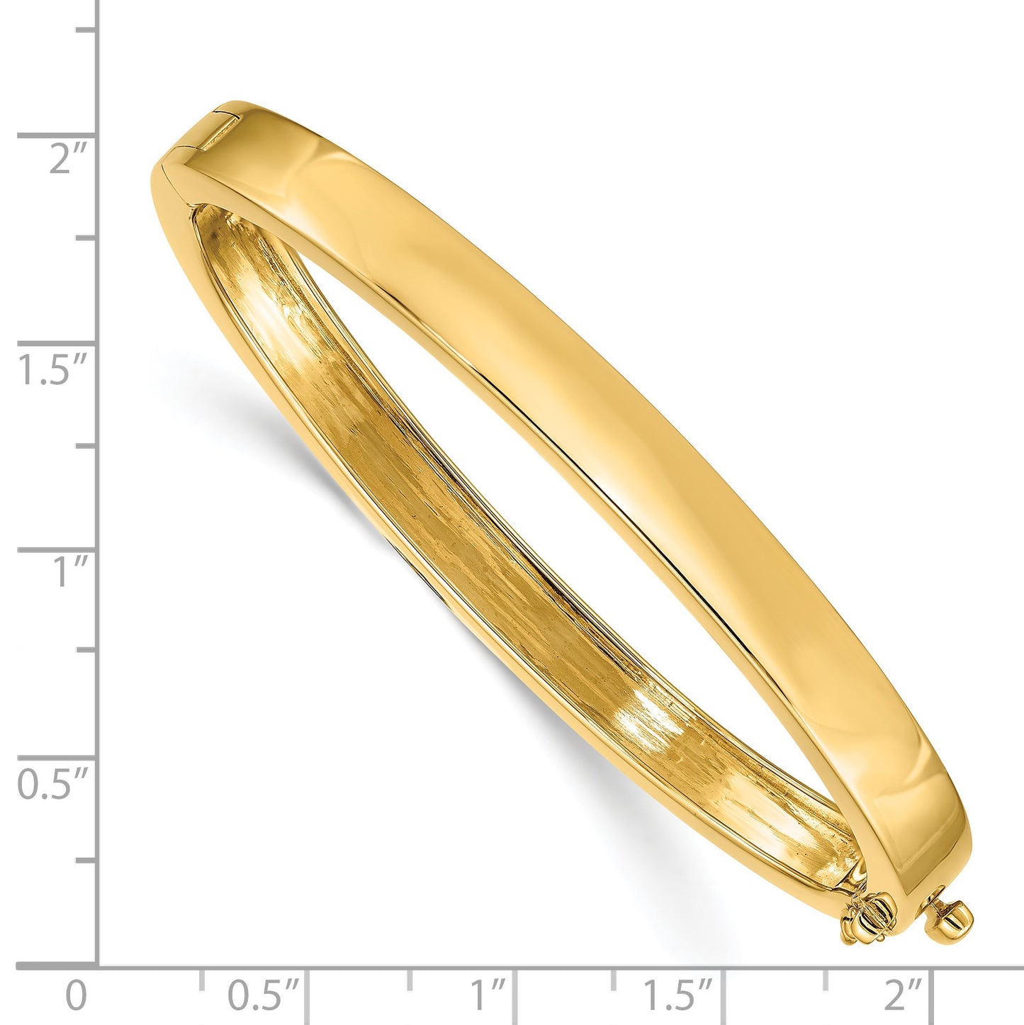 14k 6.3mm Polished Solid Hinged Oval Bangle Bracelet