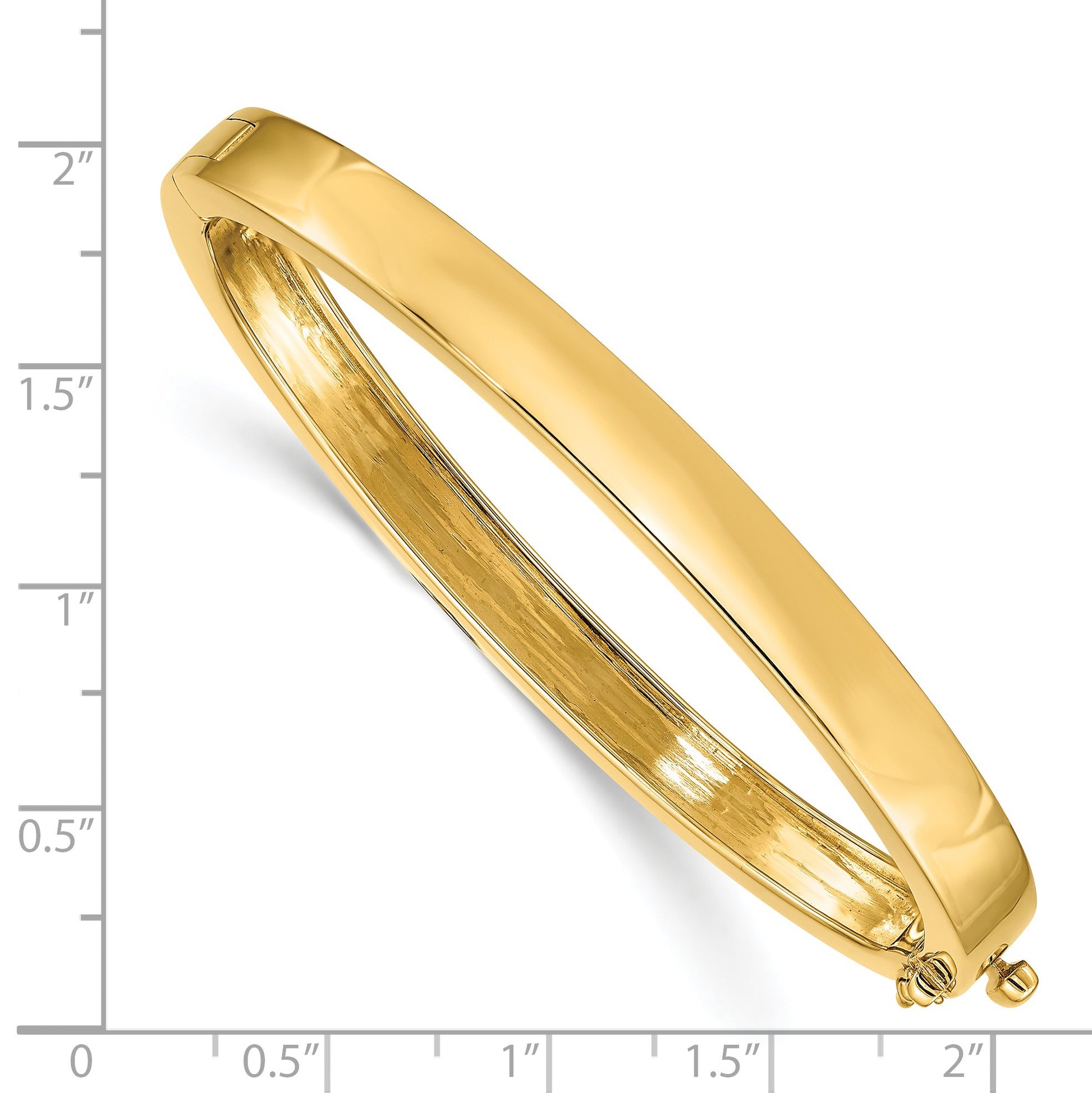 14k 6.3mm Polished Solid Hinged Oval Bangle Bracelet