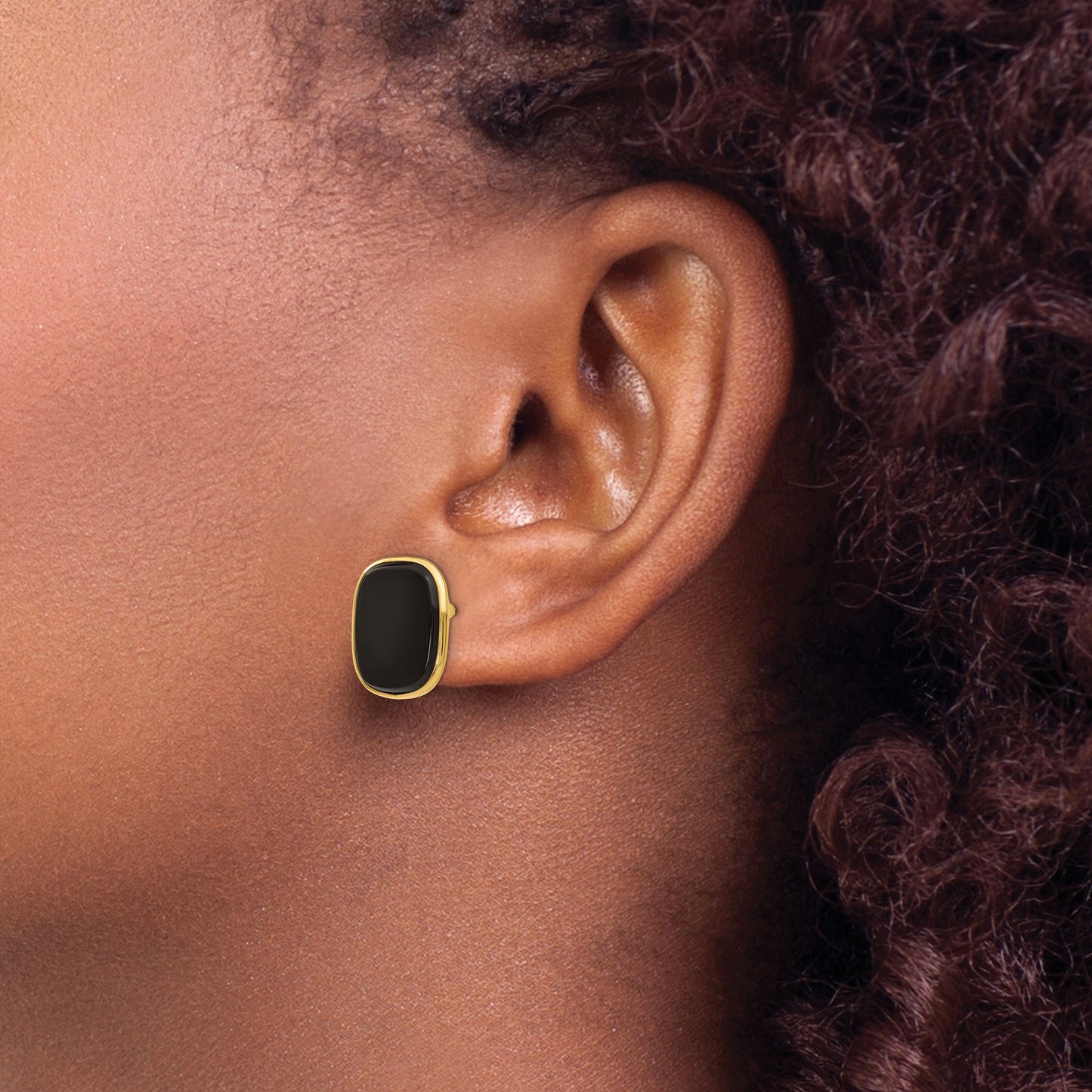 14k 17x15mm Black Onyx Post Earrings
