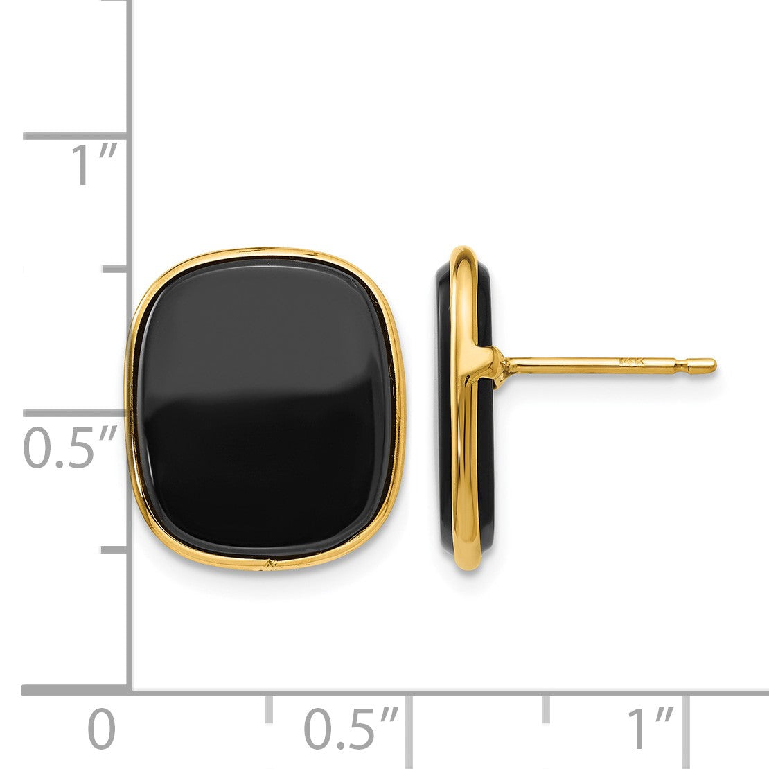 14k 17x15mm Black Onyx Post Earrings