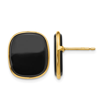 14k 17x15mm Black Onyx Post Earrings