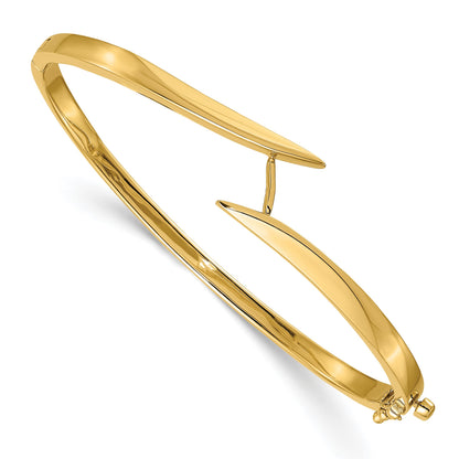 14k Two-tone Holds 1/2 carat 5.0mm Round Stone Hinged Oval Bangle Bracelet Mounting