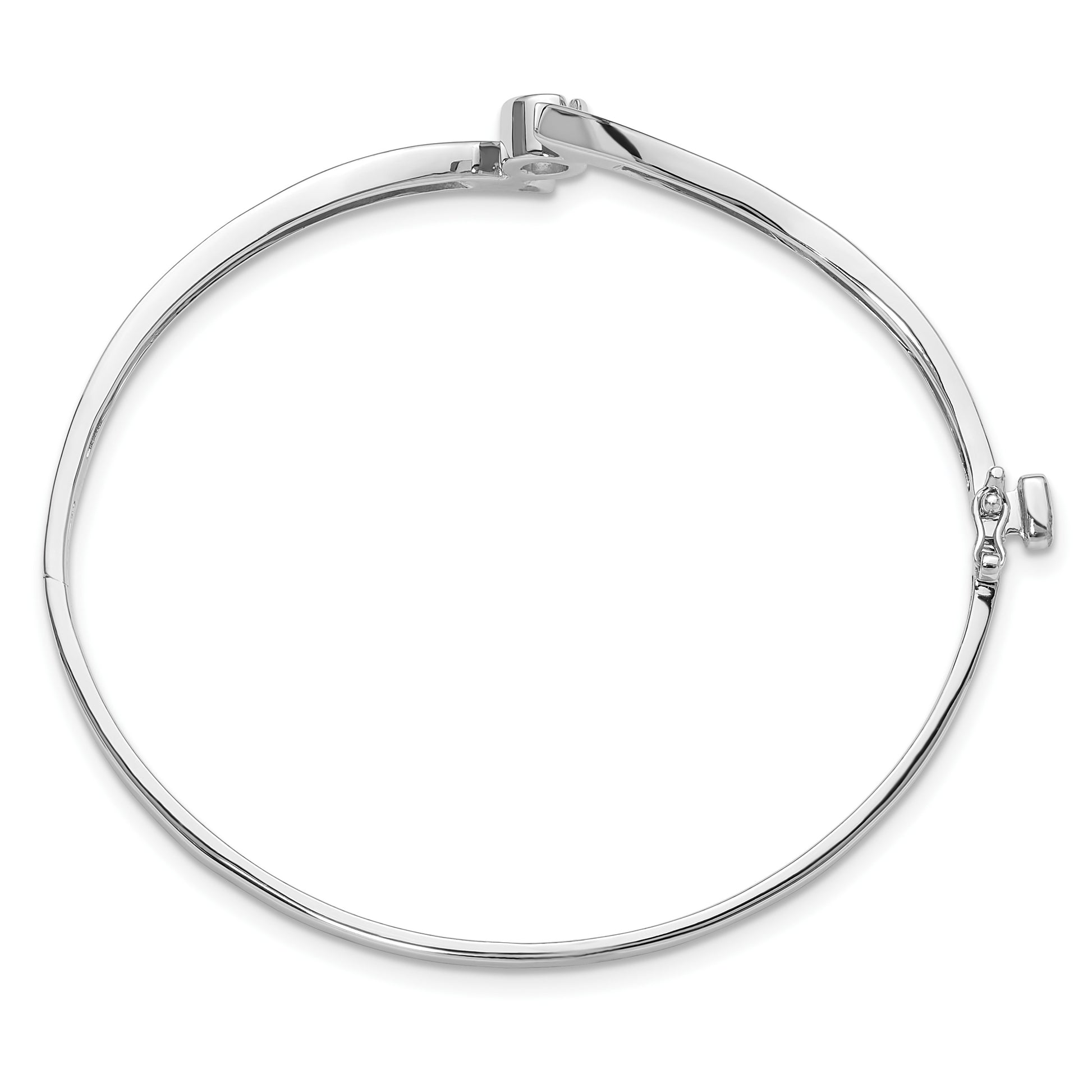 14k White Gold Holds 1/4 carat 4.0mm Round Stone Hinged Oval Bangle Bracelet Mounting