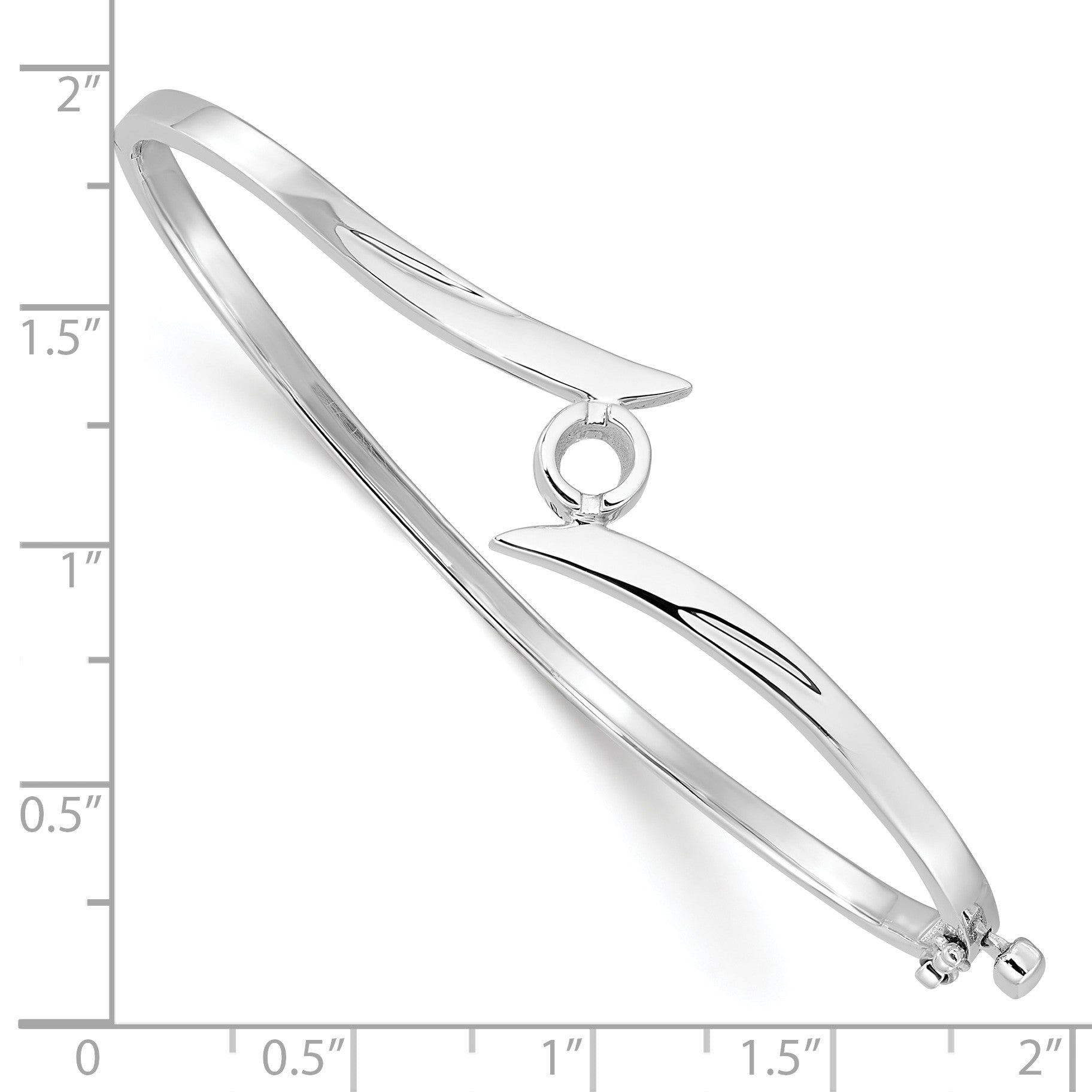 14k White Gold Holds 1/4 carat 4.0mm Round Stone Hinged Oval Bangle Bracelet Mounting