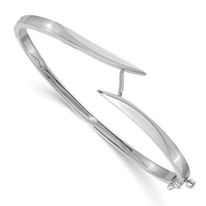 14k White Gold Holds 1/2 carat 5.0mm Round Stone Hinged Oval Bangle Bracelet Mounting