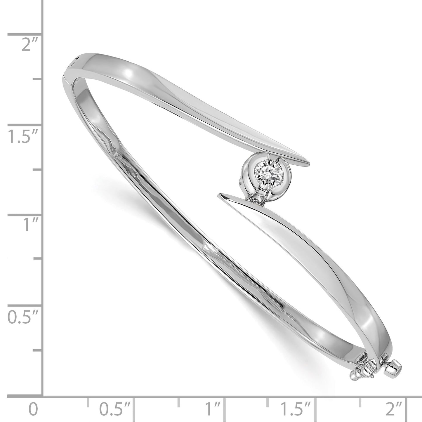 14k White Gold Holds 1/2 carat 5.0mm Round Stone Hinged Oval Bangle Bracelet Mounting