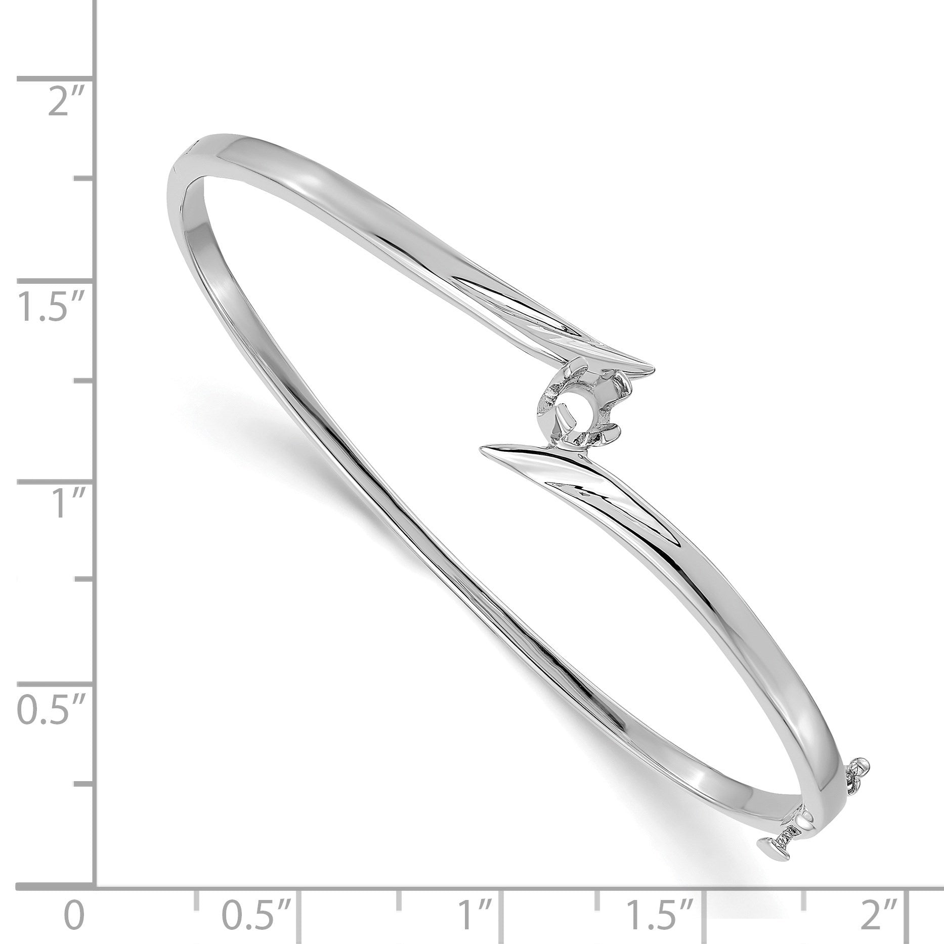 14k White Gold Holds 1/4 carat 4.0mm Round Stone Hinged Oval Bangle Bracelet Mounting