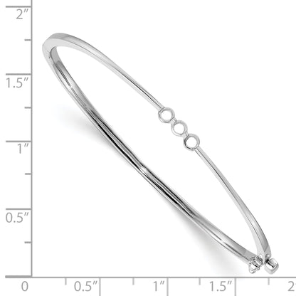 14k White Gold Holds 1/5 carat 3-2.5mm Round Stones Hinged Oval Bangle Bracelet Mounting
