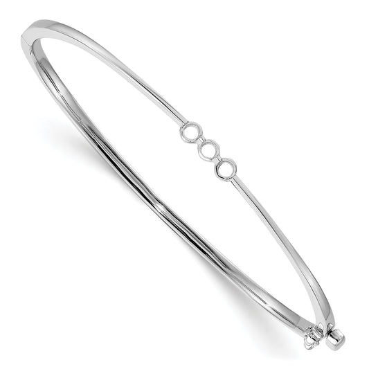 14k White Gold Holds 1/5 carat 3-2.5mm Round Stones Hinged Oval Bangle Bracelet Mounting