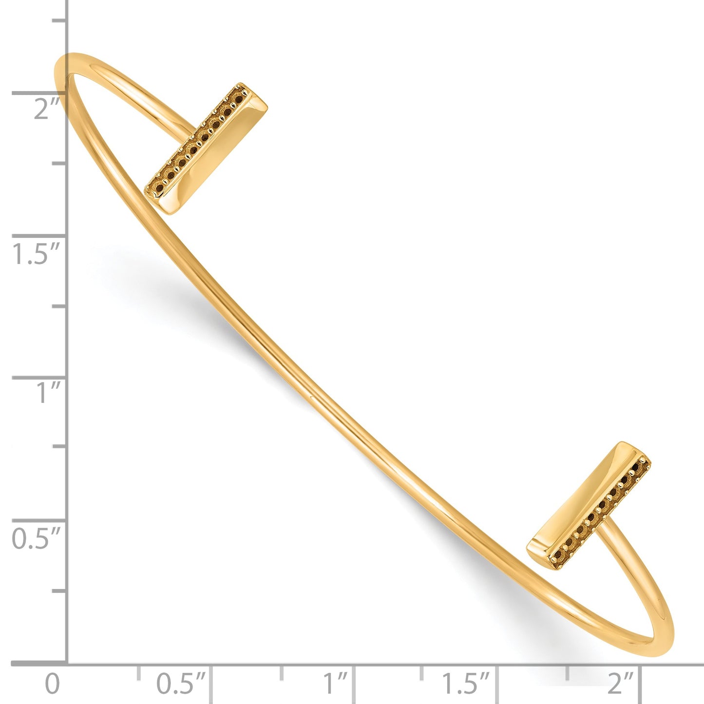 14k Holds 1/6 carat 16-1.3mm Round Stones Bar Flexible Cuff Bangle Bracelet Mounting
