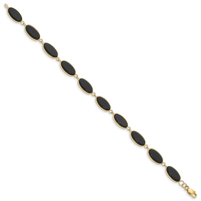 14k Polished 12x7mm Onyx 8.25 inch Bracelet