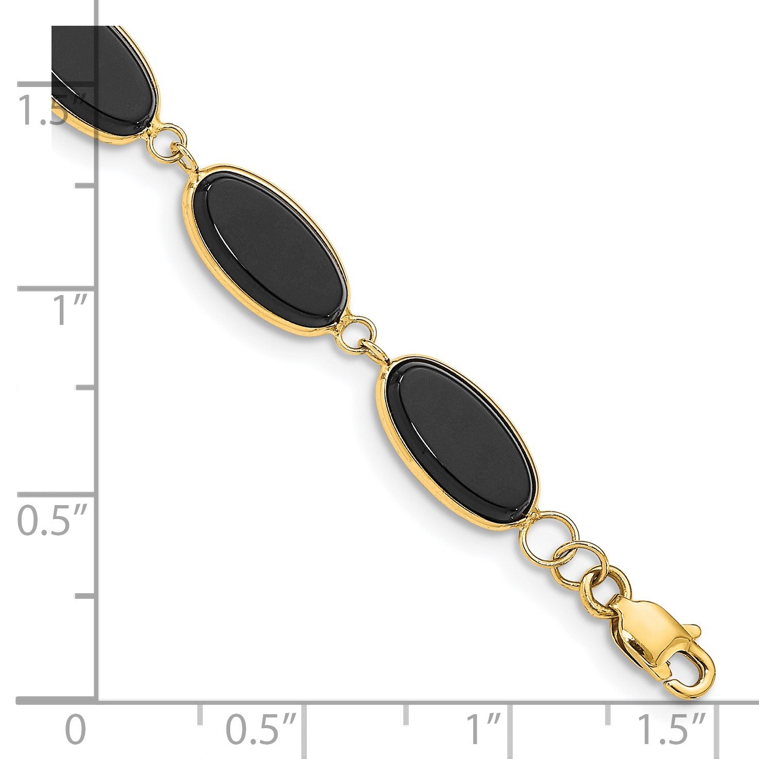 14k Polished 12x7mm Onyx 7.25 inch Bracelet