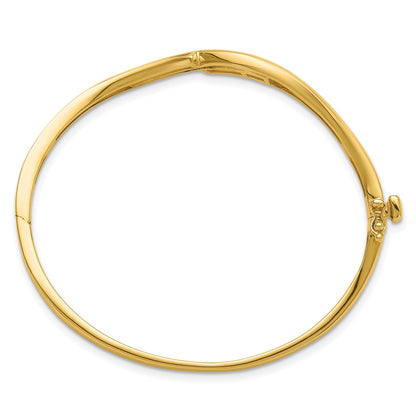 14k Holds 3/8 carat 2-2.0mm/4-2.1mm/4-2.2mm Round Stones Hinged Oval Bangle Bracelet Mounting