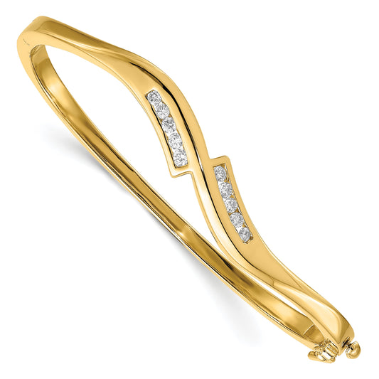14k Complete 3/8 carat AA Diamond Hinged Oval Bangle Bracelet