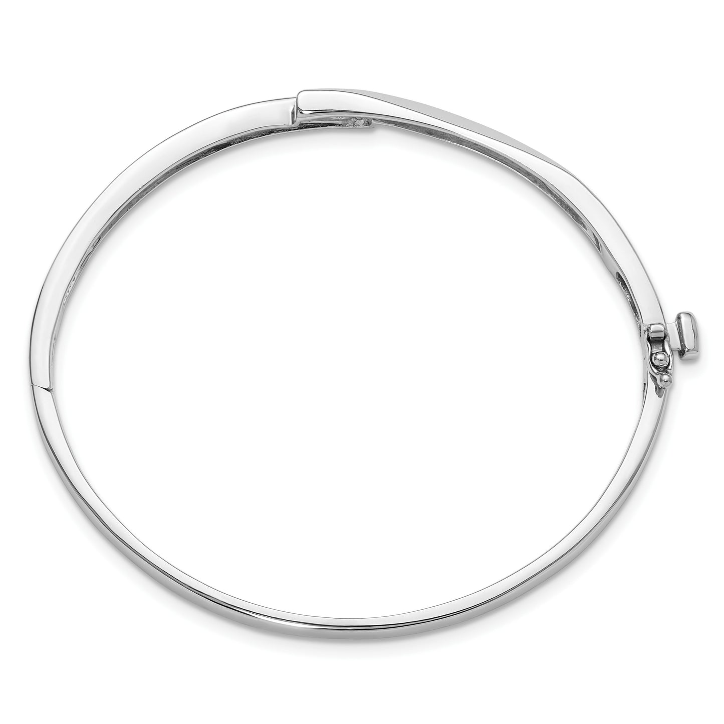 14k White Gold Holds 1/8 carat 3-2.2mm Round Stones Hinged Oval Bangle Bracelet Mounting