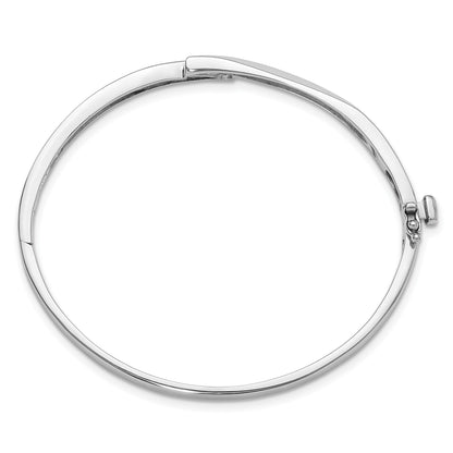 14k White Gold Holds 1/8 carat 3-2.2mm Round Stones Hinged Oval Bangle Bracelet Mounting