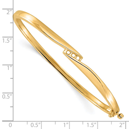 14k Holds 1/8 carat 3-2.2mm Round Stones Hinged Oval Bangle Bracelet Mounting