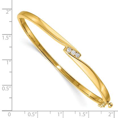 14k Complete 3-Stone 1/8 carat AA Diamond Hinged Oval Bangle Bracelet