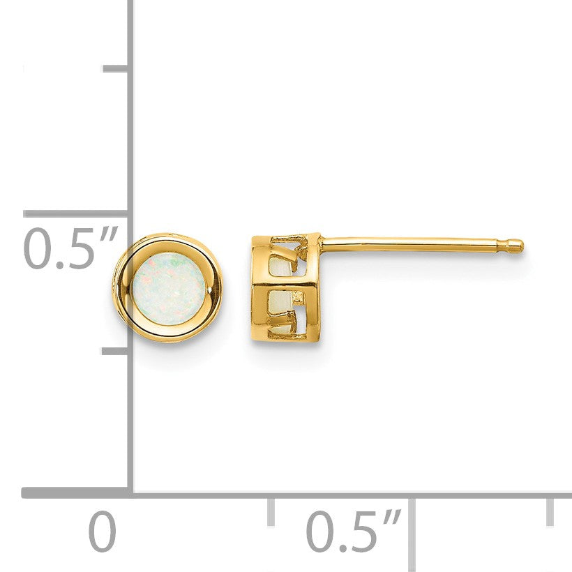 14k 4mm Round Bezel October/Opal Post Earrings