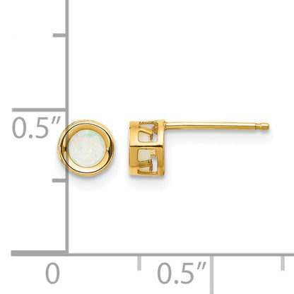 14k 4mm Round Bezel October/Opal Post Earrings
