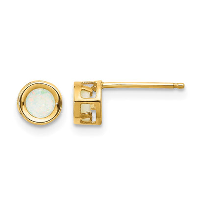 14k 4mm Round Bezel October/Opal Post Earrings