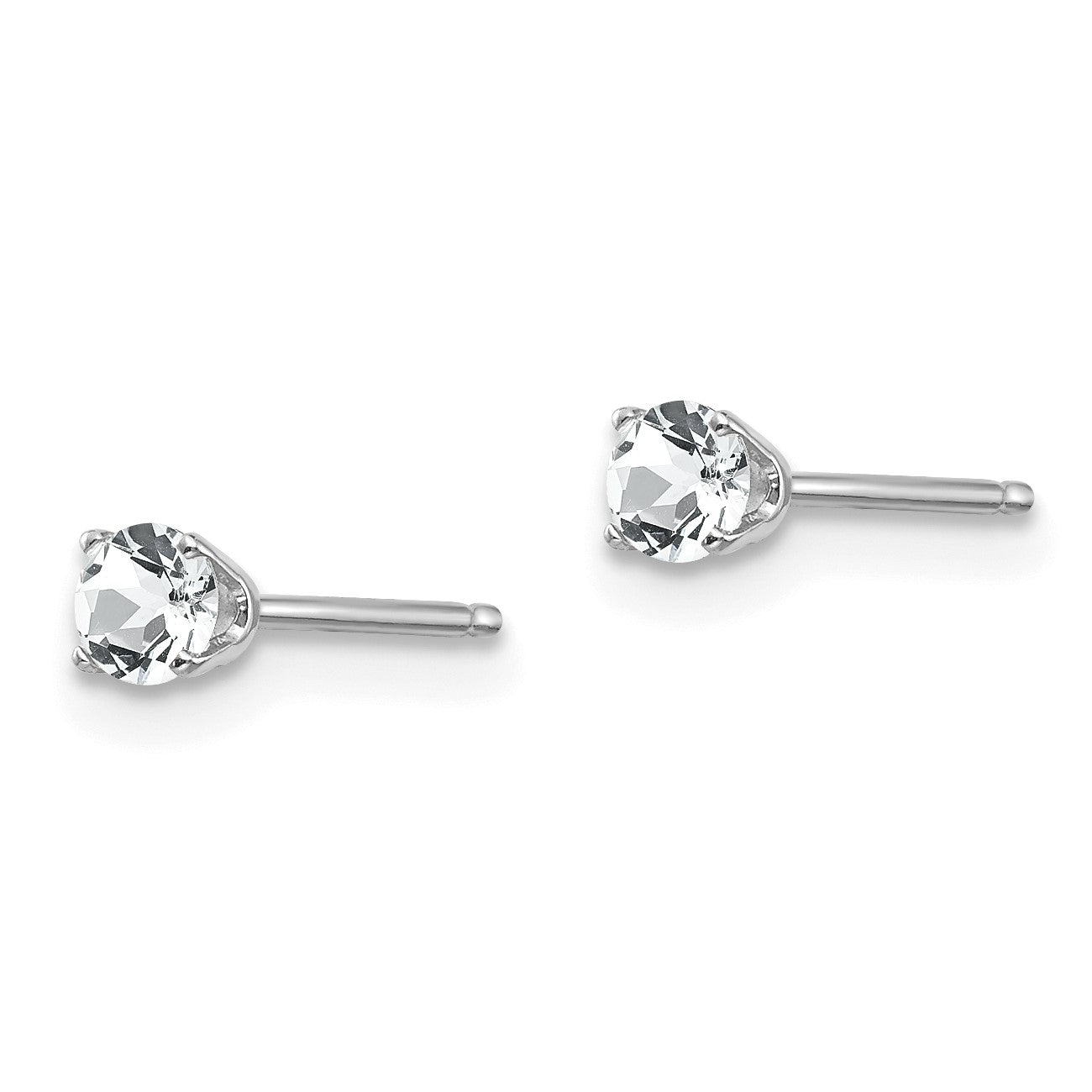 14k White Gold 3mm Round April/White Topaz Stud Earrings